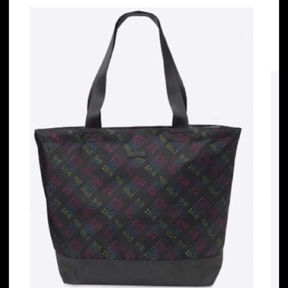 VS Pink rainbow logo print recycled tote bag